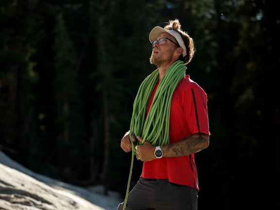 Tanner Wanish preparing for a climb